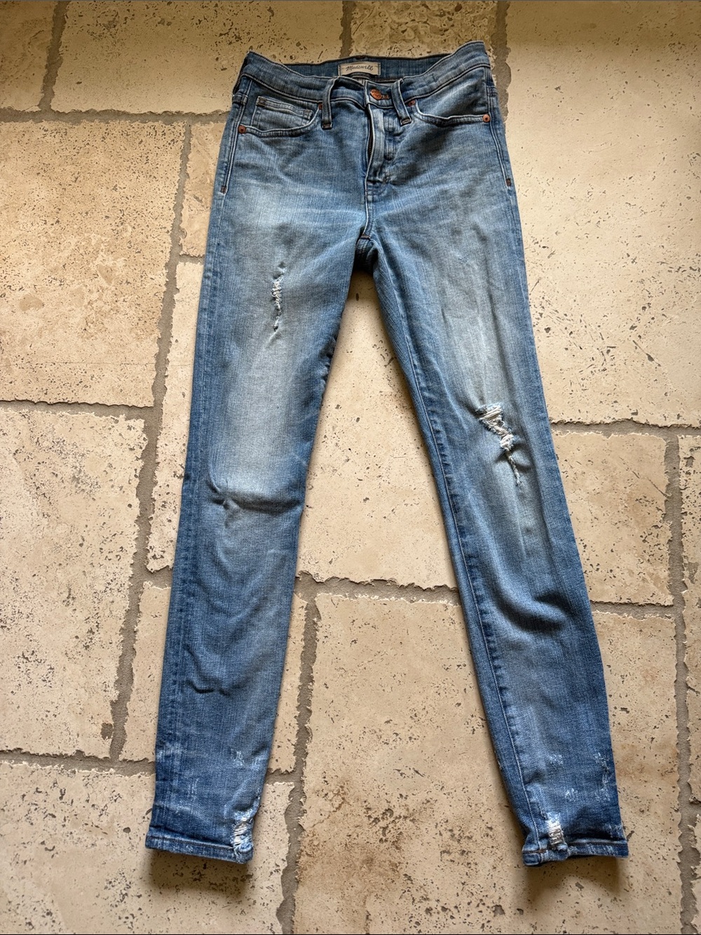 Madewell Light Blue Skinny Jeans with Subtle Distressing